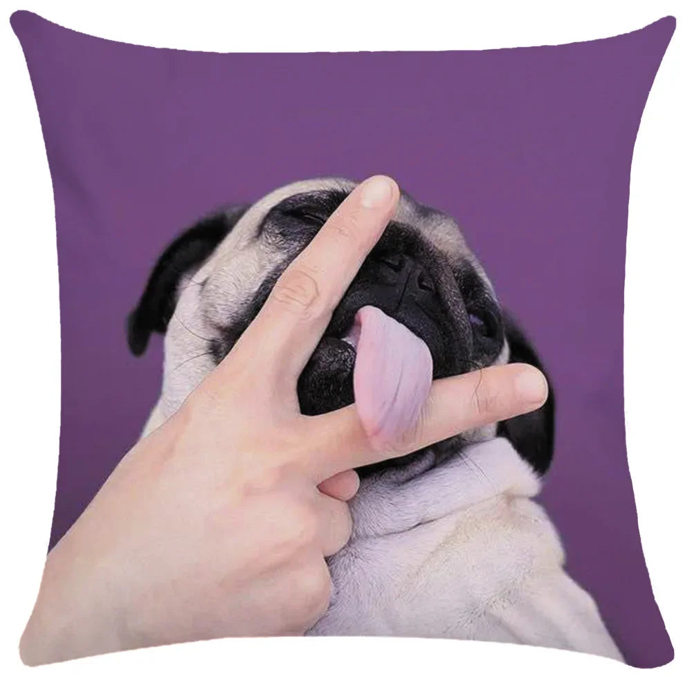 Pug Bulldog Print Cushion Cover Pets Dog Pillowcase For Home Sofa Decoration Polyester Lumbar Pillow Case Gift-Dollar Bargains Online Shopping Australia