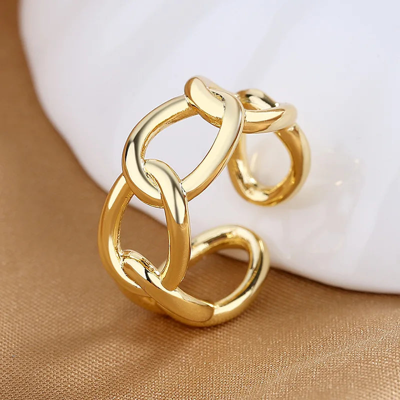 Women's Fashion Geometric Open Rings Accessory Black/White Round Epoxy Glossy Disk Female Trendy Golden Ring Jewelry Best Gifts-Dollar Bargains Online Shopping Australia