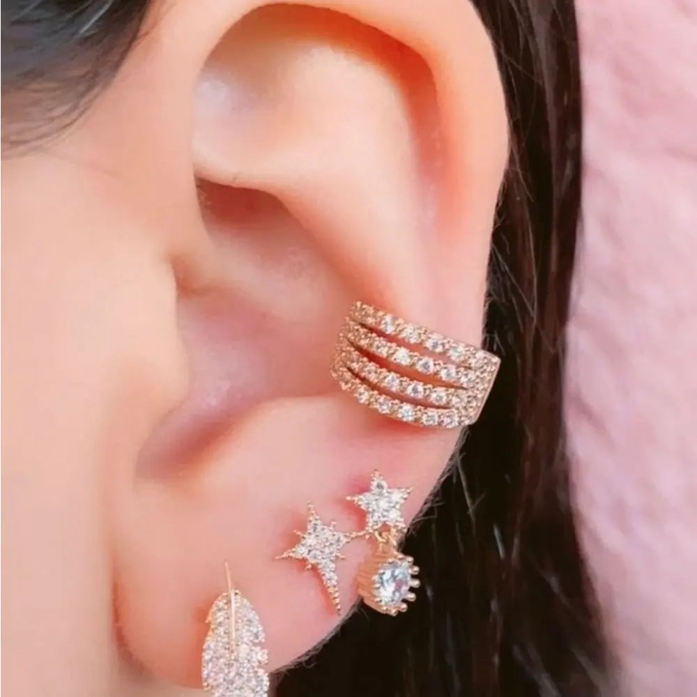 Climber Ear Cuff Ear Clip for Women CZ No Pierced C Shape Geometric-Dollar Bargains Online Shopping Australia