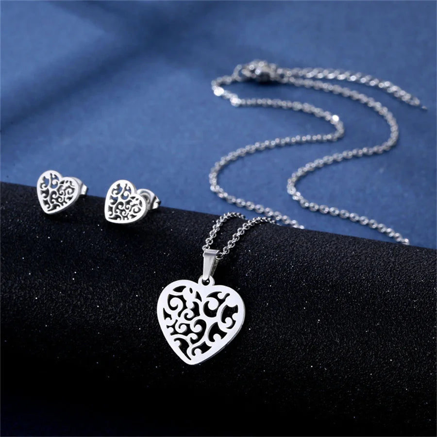 Jewelry Elegant Daisy Flowers Charm Chain Choker Necklaces Earrings Set Pendants For Women-Dollar Bargains Online Shopping Australia