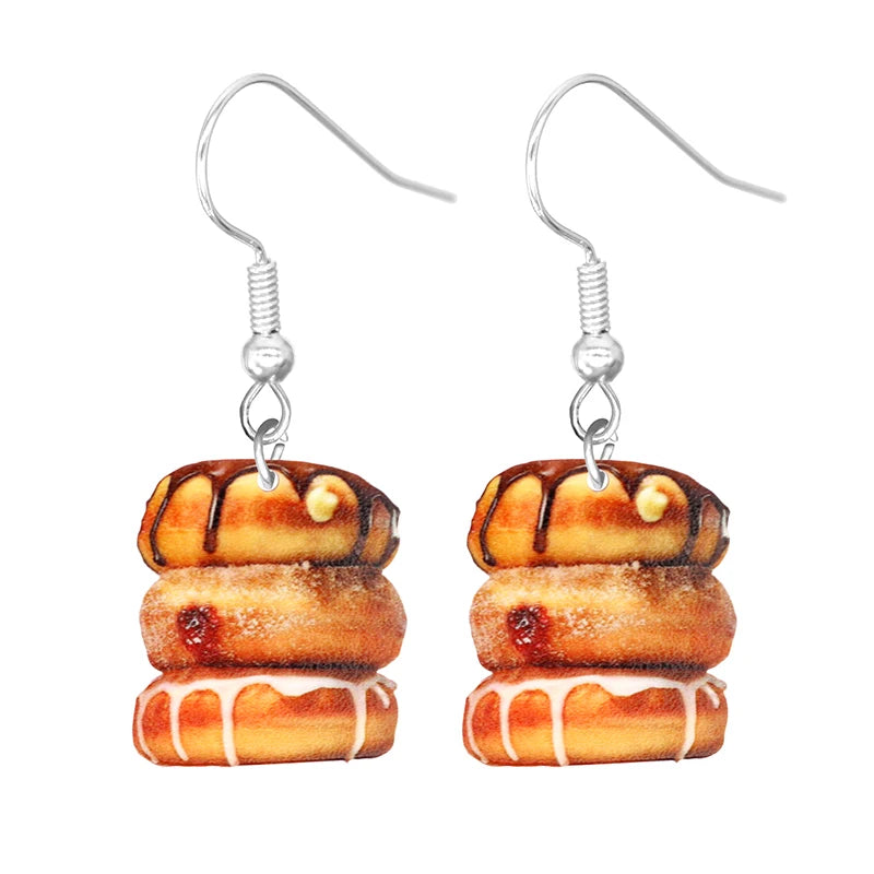 Food Earring 2D Handmade Cute Interesting Taco Corn Crunchy Burger Biscuits French Fries Ice Cream Cheese Cute-Dollar Bargains Online Shopping Australia