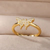 Bee Butterfly Ring For Women Open Adjustable Stainless Steel Cubic Zirconia Moon Heart Finger Ring-Dollar Bargains Online Shopping Australia