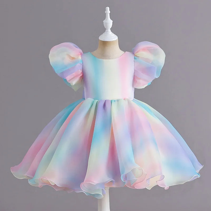 Rainbow Tutu Girls Party Dress Pageant Children Costume Princess Kids Bridesmaid Clothes For Birthday Wedding Gowns-Dollar Bargains Online Shopping Australia