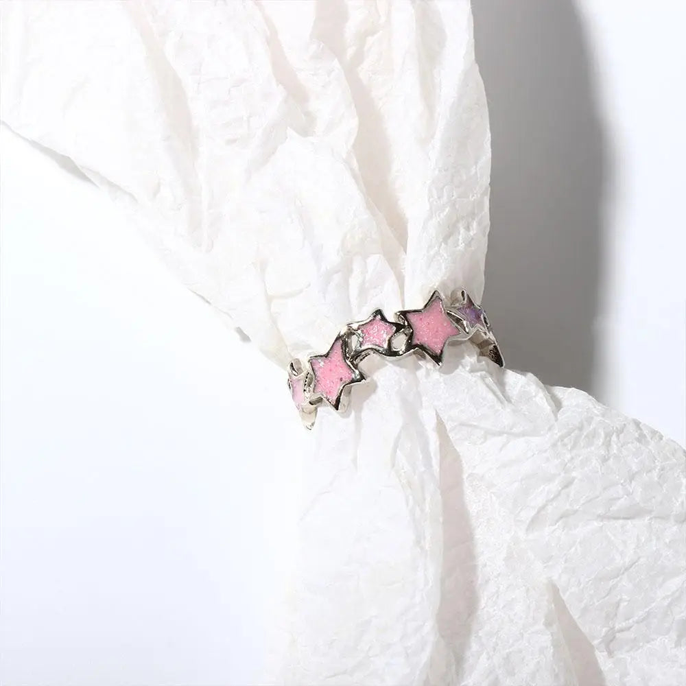 Fashion Vintage Enamel Pink Star Rings for Women Girls Cool Sweet Y2K Blue Twisted Star Open Ring Party Gift Jewelry Accessories-Dollar Bargains Online Shopping Australia