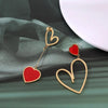 Gold Plated Asymmetric Mismatched Earrings Stainless Steel Heart Statement Earrings For Women-Dollar Bargains Online Shopping Australia