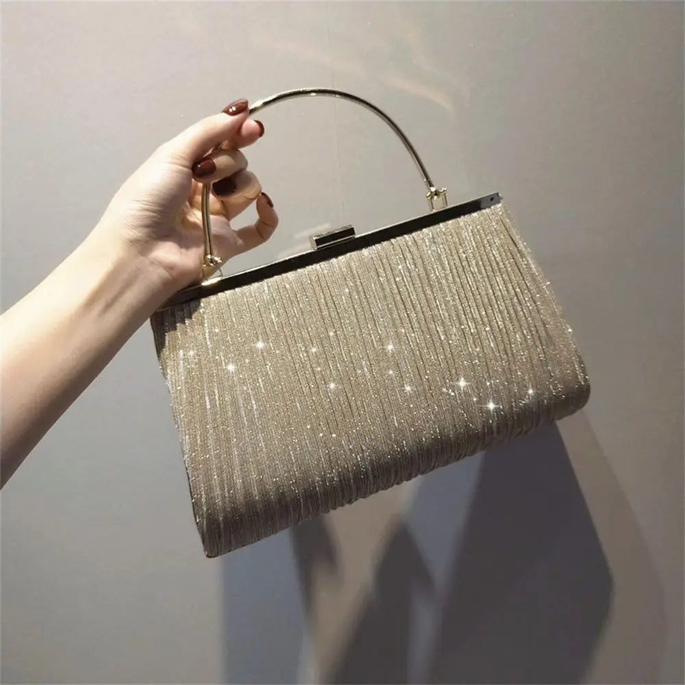 Moon Handbag Apricot Evening Clutch Bag Party Chain Shoulder Bag Female Sequin Wedding Purse Handbag for Women-Dollar Bargains Online Shopping Australia