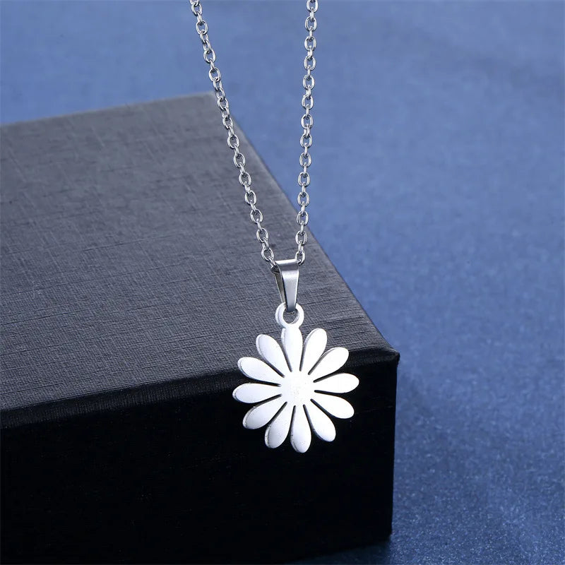 Jewelry Elegant Daisy Flowers Charm Chain Choker Necklaces Earrings Set Pendants For Women-Dollar Bargains Online Shopping Australia