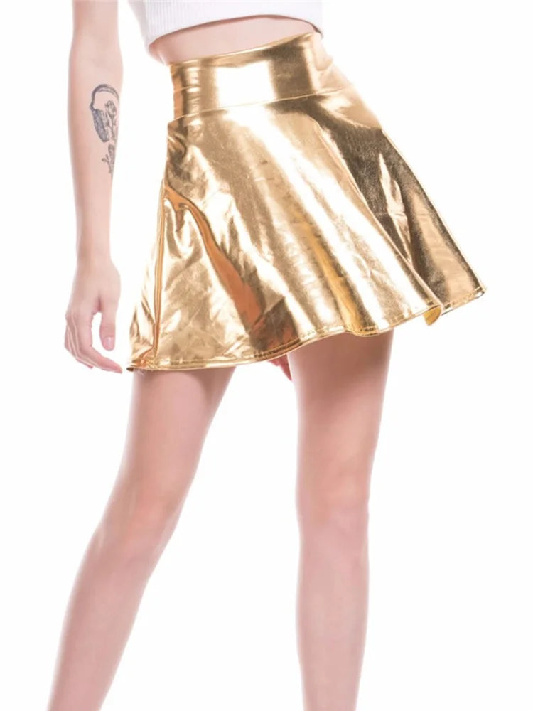 Pleated Skirts Women Short Sexy Elastic High Waist Solid Casual Green Silver Gold Pink Mini Party Clubwear-Dollar Bargains Online Shopping Australia