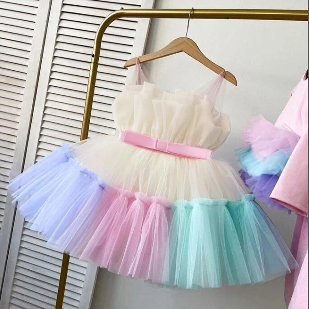 Girl Ruffles Princess Dress Toddler Infantil Wedding Party Prom Gown Kids Evening Bridesmaid Tulle 1 Years Birthday Pink Dresses-Dollar Bargains Online Shopping Australia