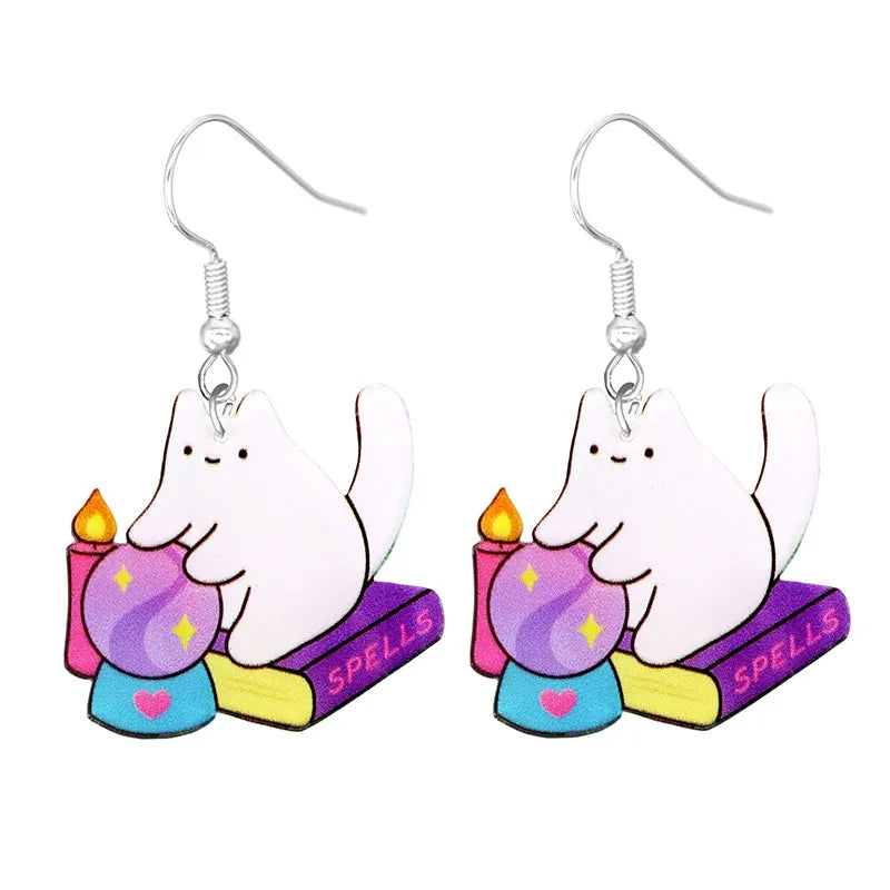 Cute Cat Design Dangle Earrings Acrylic Jewelry Adorable Gift For Women Girls Daily Casual Frog Bee Pig Hamster-Dollar Bargains Online Shopping Australia