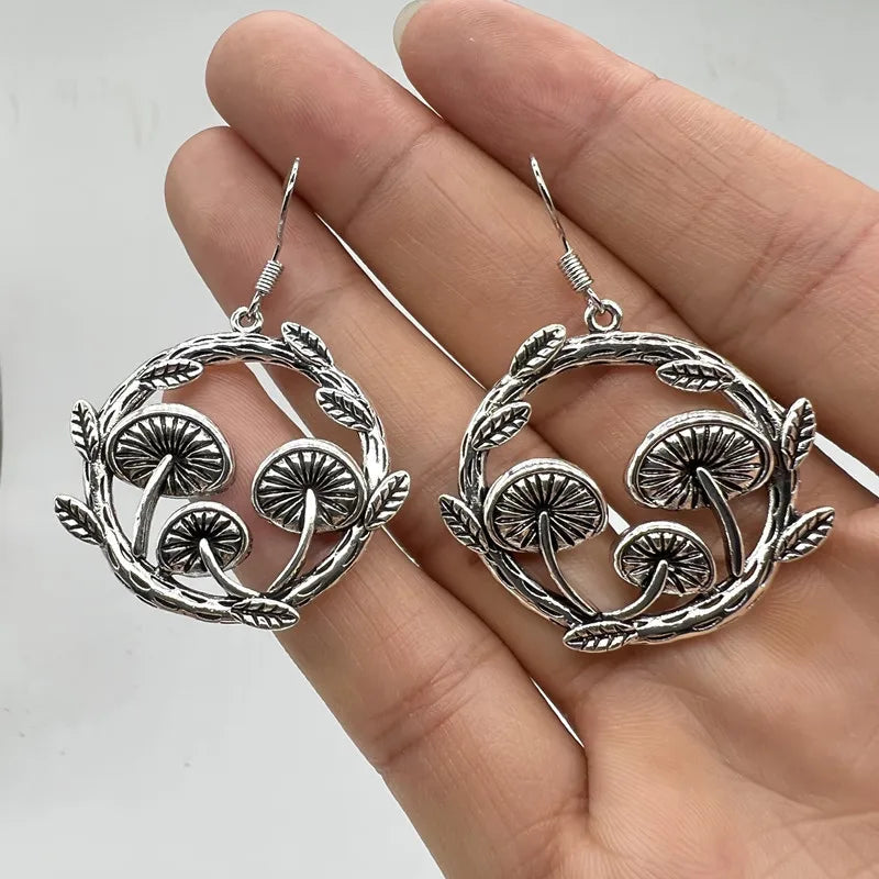 Vintage Bohemian Style Gothic Mushroom Decorative Hoop Earrings Niche Alloy Jewellery Creative Gifts for Women Girls-Dollar Bargains Online Shopping Australia