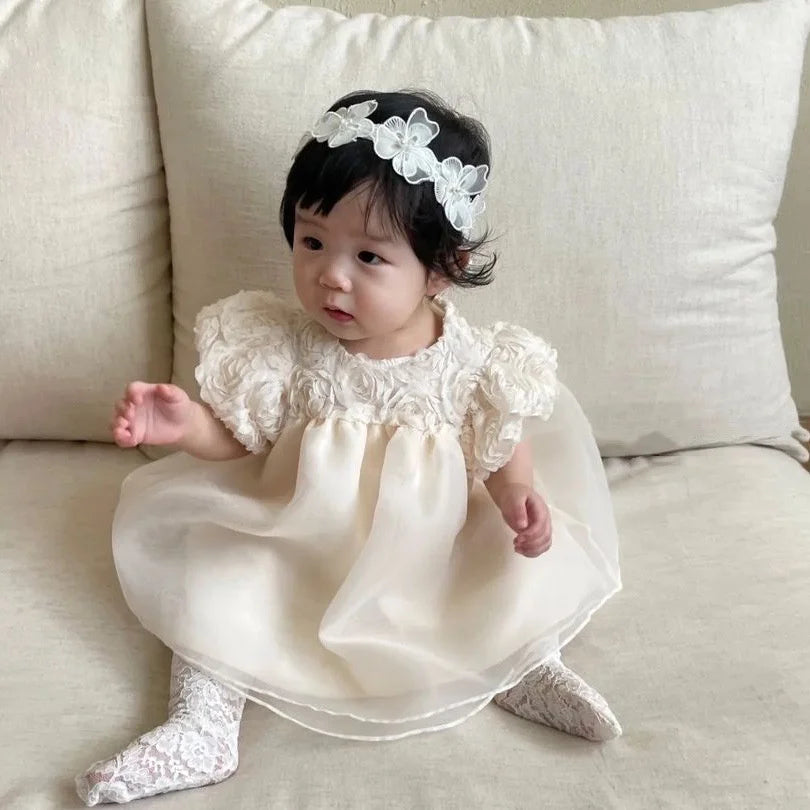 1st Birthday Party Baby Dress Summer Princess One Year Baby Girls Dress Clothes Flower Puff Sleeve Toddler Dresses For Girl-Dollar Bargains Online Shopping Australia