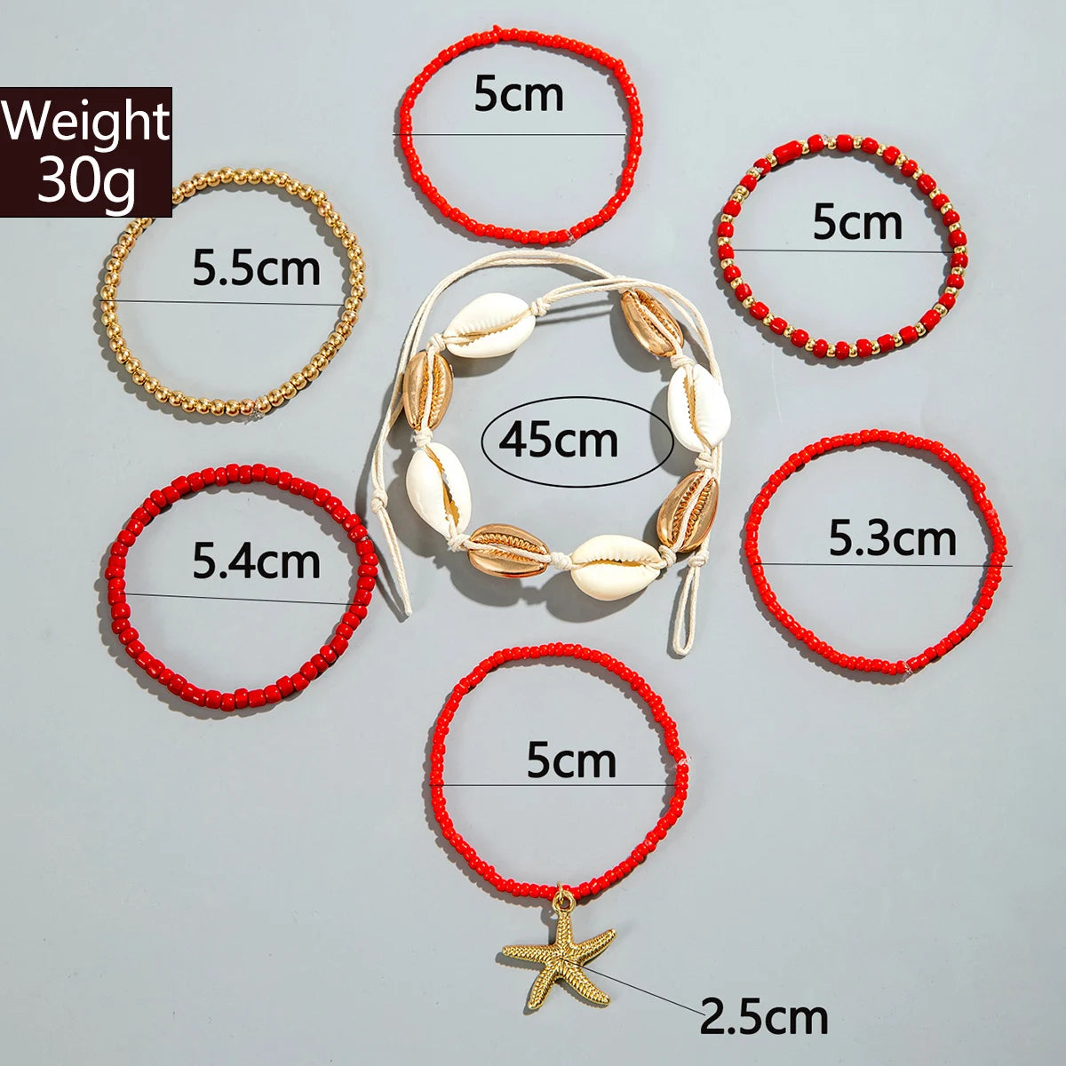 Bohemia Shell Starfish Bracelet Set Women Sand Beach Multilayer Bracelet Jewelry Party 7pcs/set-Dollar Bargains Online Shopping Australia