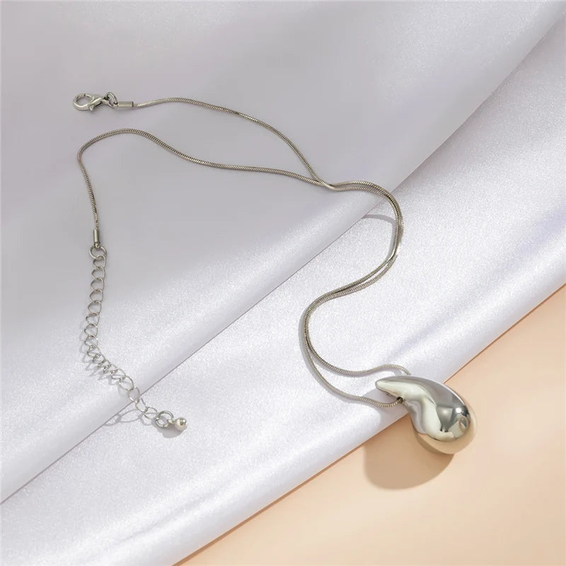 Stainless Steel Necklace For Women Jewelry Metal Vintage Waterdrop Pendant Earrings Necklace Set Birthday Gift-Dollar Bargains Online Shopping Australia