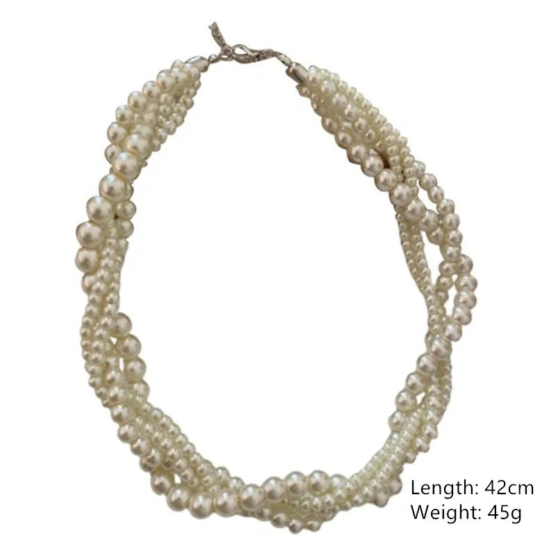 Twining Pearl Choker Necklaces for Women Geometric Necklaces Weddings Bride Jewelry Accessories-Dollar Bargains Online Shopping Australia