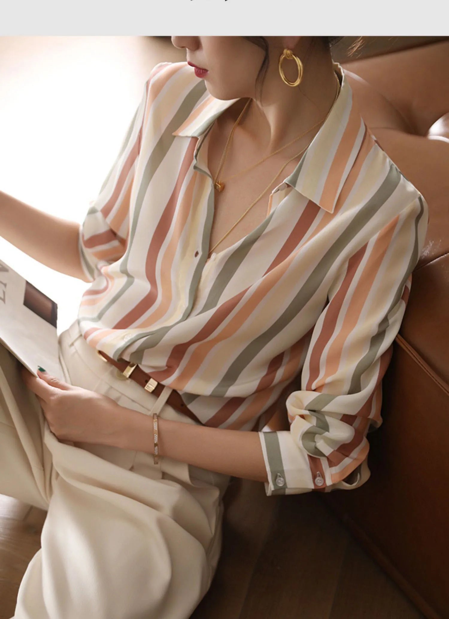 Fashion luxury ladies shirt printing blouse Spring Autumn Long sleeve Tops-Dollar Bargains Online Shopping Australia