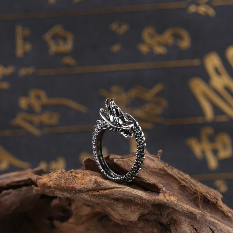 Vintage Dragon Adjustable Rings for Men Retro Gothic Animal Finger Opening Ring Punk Hiphop Party Fashion Jewelry Accessories-Dollar Bargains Online Shopping Australia