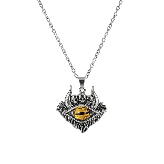 Pentagram shape Devil's Eye Pendant Necklace For Men And Women Punk Retro Non Adjustable Metal Collar Trending Jewelry Gifts-Dollar Bargains Online Shopping Australia