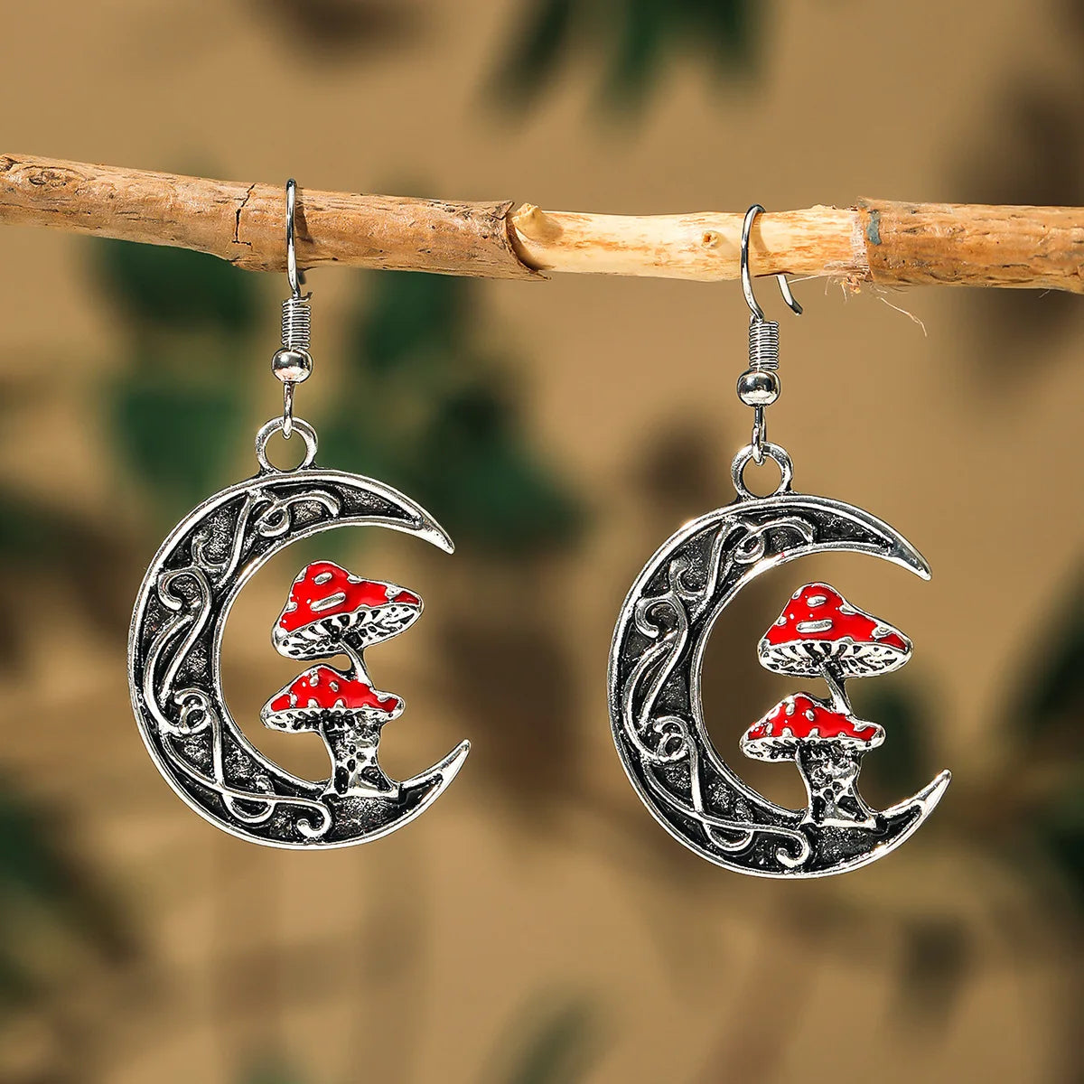 Vintage Bohemian Style Gothic Mushroom Decorative Hoop Earrings Niche Alloy Jewellery Creative Gifts for Women Girls-Dollar Bargains Online Shopping Australia