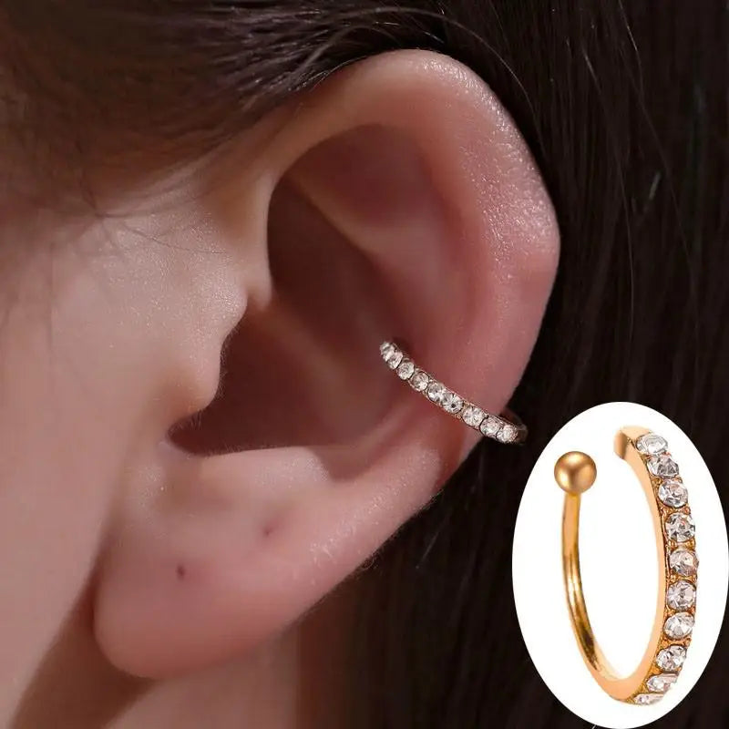 Crystal Clip Earrings For Women Zircon Earing Without Hole Jewelry Fake Earrings Single Ear Bone Clip Earings Ear Cuffs-Dollar Bargains Online Shopping Australia