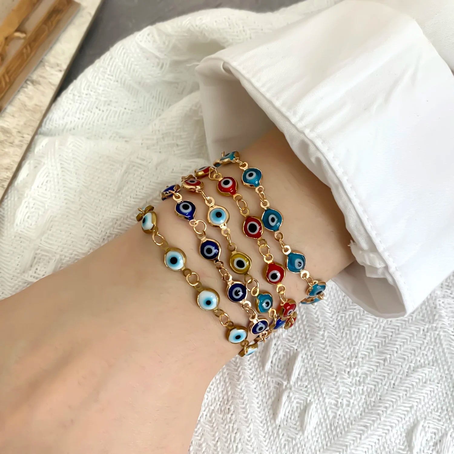 Evil Eye Bracelet For Women Men Colorful Red Blue Eye Adjustable Metal Chain Bangles-Dollar Bargains Online Shopping Australia