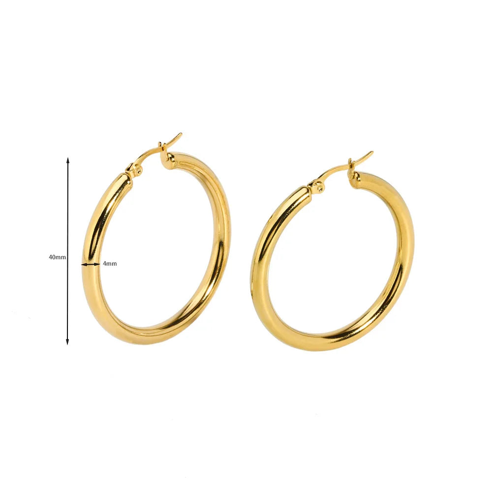 18k Gold Plated Stainless Steel Luxury Statement Circle Hoop Earring Women Teenager Girls Jewelry Non Tarnished-Dollar Bargains Online Shopping Australia