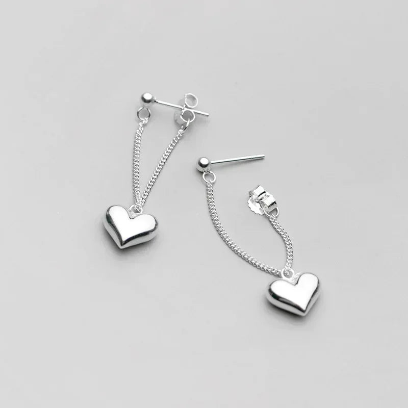 Silver Earrings for Women Heart Chain Earring Jewelry Prevent Allergy Party Accessories Gift Earrings for Women-Dollar Bargains Online Shopping Australia