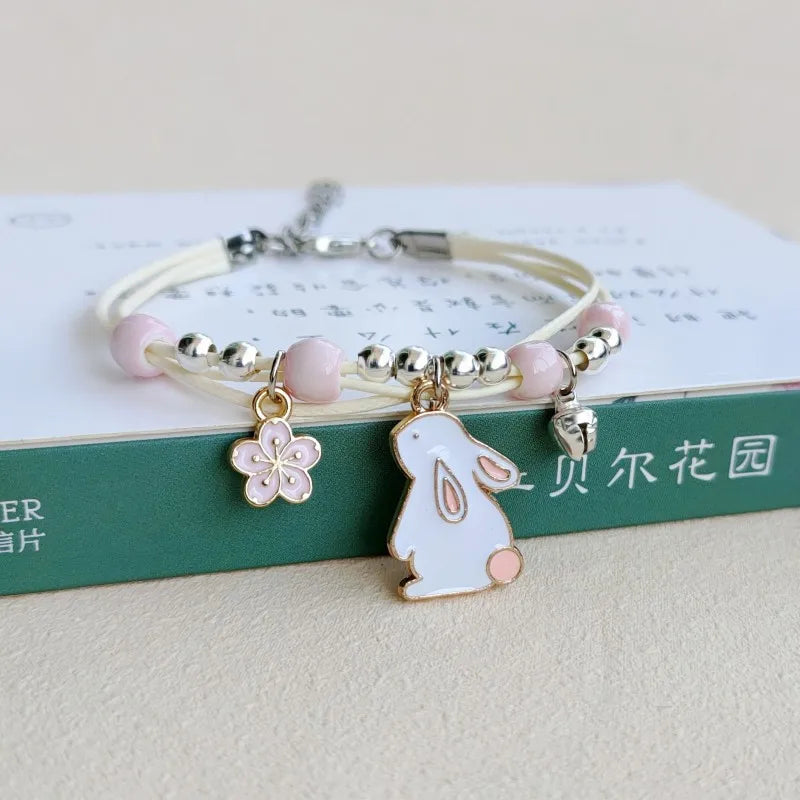 Cartoon Animal Cat Rabbit Flower Bracelet for Girl Kids Women Men Fashion Charm Student Friendship Bracelets Jewelry-Dollar Bargains Online Shopping Australia