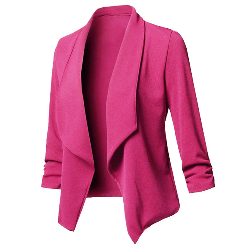 Women Thin Blazers Cardigan Coat Long Sleeve Female Jackets Ruched Asymmetrical Casual Business Suit Outwear-Dollar Bargains Online Shopping Australia