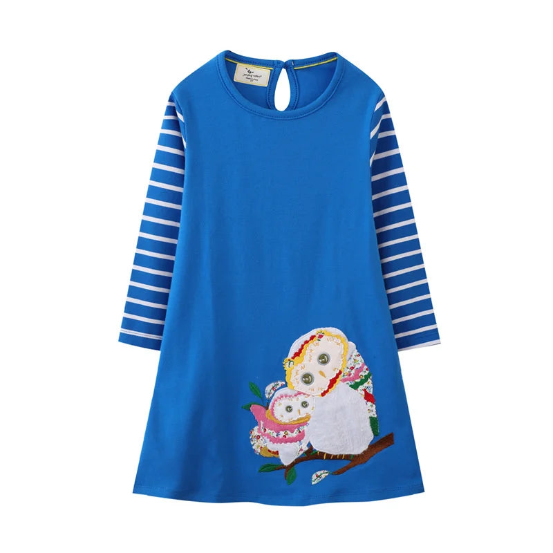 Children's School Dresses With Pockets Pen Embroidery Long Sleeve Autumn Kids Preppy Style Dress-Dollar Bargains Online Shopping Australia