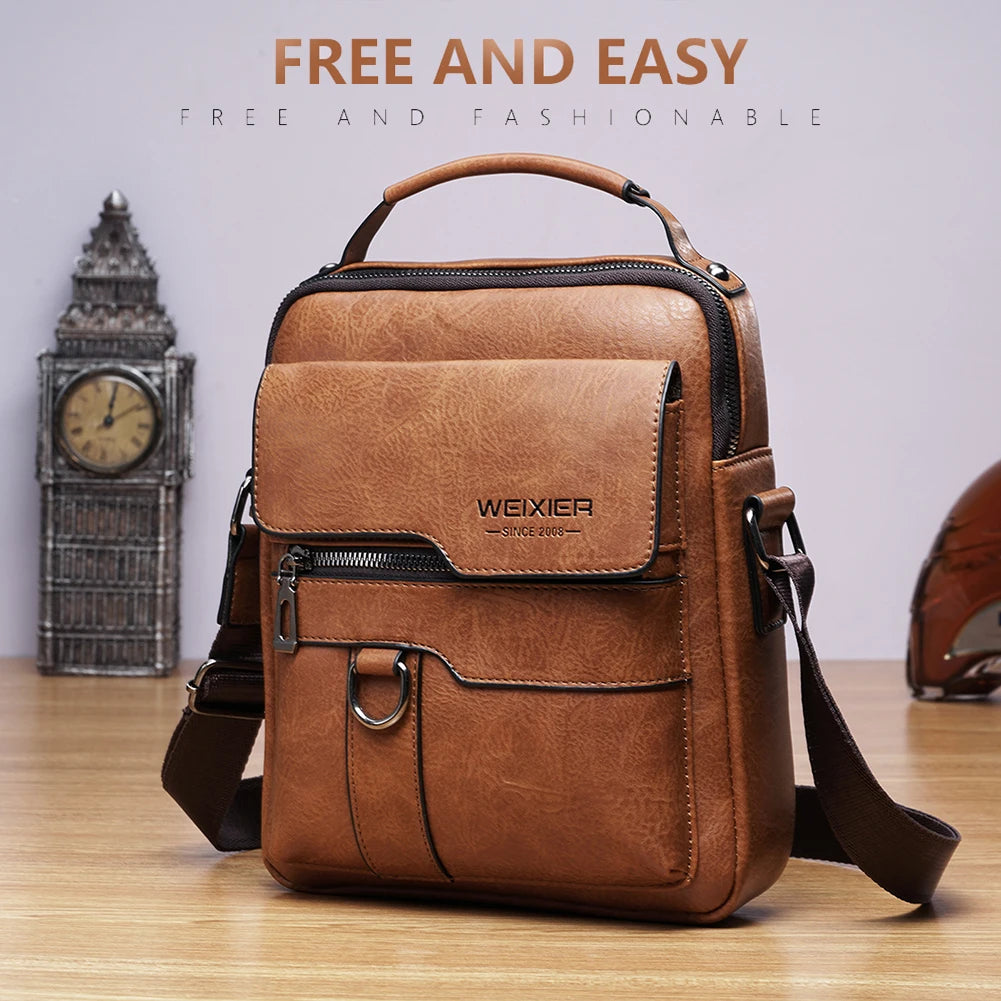 Luxury Men Sling Bag Leather Side Shoulder Bag For Men Husband Gift Business Messenger Crossbody Bag Male Vintage Handbag-Dollar Bargains Online Shopping Australia