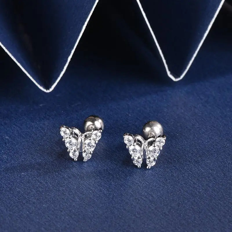 Silver Color Hypoallergenic Zircon Cartilage Studs Earring 925 Silver Needles Earrings for Women Helix Conch Tragus Piercing-Dollar Bargains Online Shopping Australia