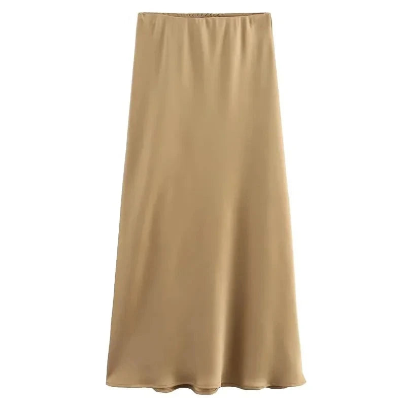 Women's Skirts Basic Satin Skirt High Waist Stylish Long Skirts Midi Chic And Elegan-Dollar Bargains Online Shopping Australia