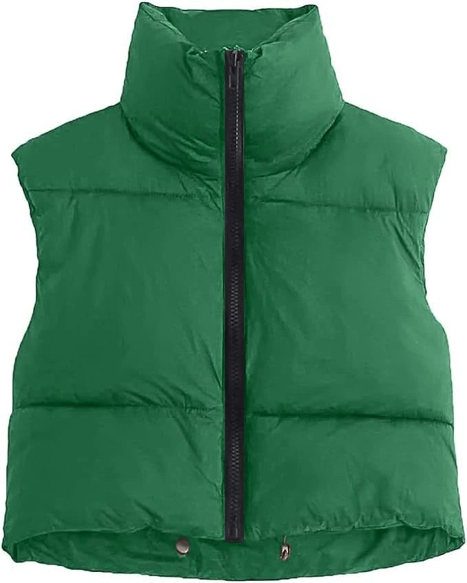 Women's Short Cotton Down Vest Short Stand-up Collar Warm Sleeveless Quilted Vest Outdoor Travel Jacket Tops-Dollar Bargains Online Shopping Australia