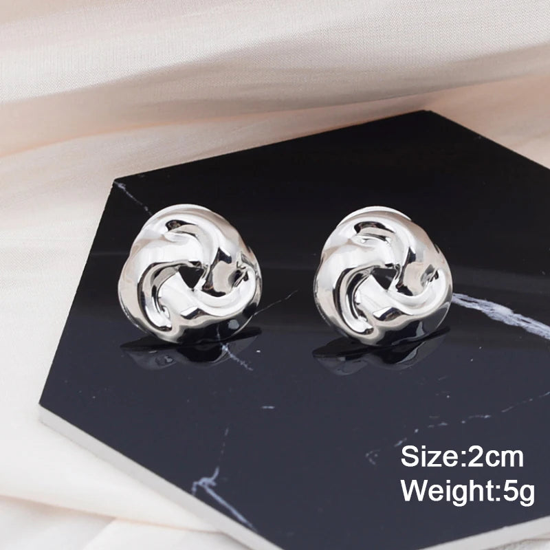 Big Vintage Metal Twisted Stud Earrings For Women Charm Gold Color Maxi Statement Spiral Whirlpool Earrings Jewelry-Dollar Bargains Online Shopping Australia