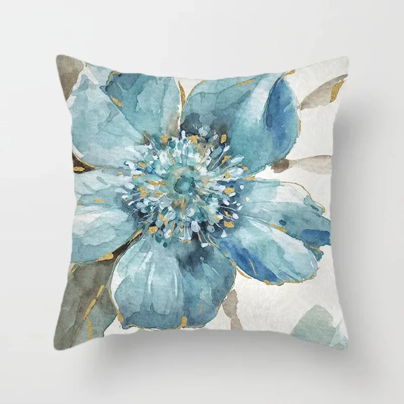 Oil Painting Flowers Decorative Pillowcase for Sofa Ginkgo Leaves Printed Polyester Cushion Cover 45x45cm Home Decor-Dollar Bargains Online Shopping Australia