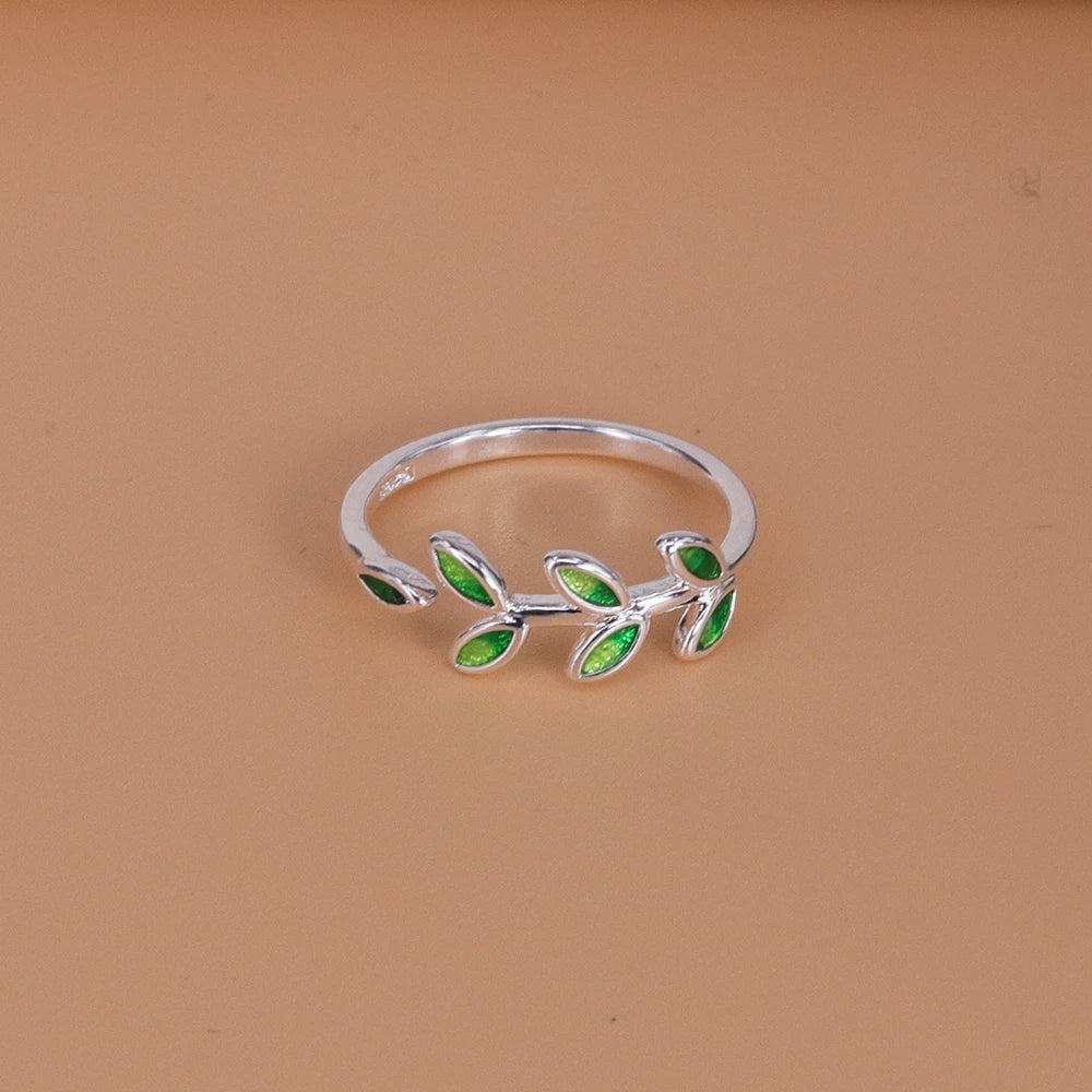 Whale Tale Mermaid Blue Green Leaf Silver Color Finger Rings Stackable Moon Stone Women Jewelry-Dollar Bargains Online Shopping Australia