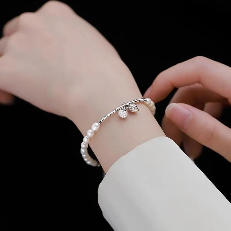 Silver Geometric Bead Pearl Punk Irregular Asymmetric Adjustable Bracelet For Woman Girl Fashion Jewelry-Dollar Bargains Online Shopping Australia