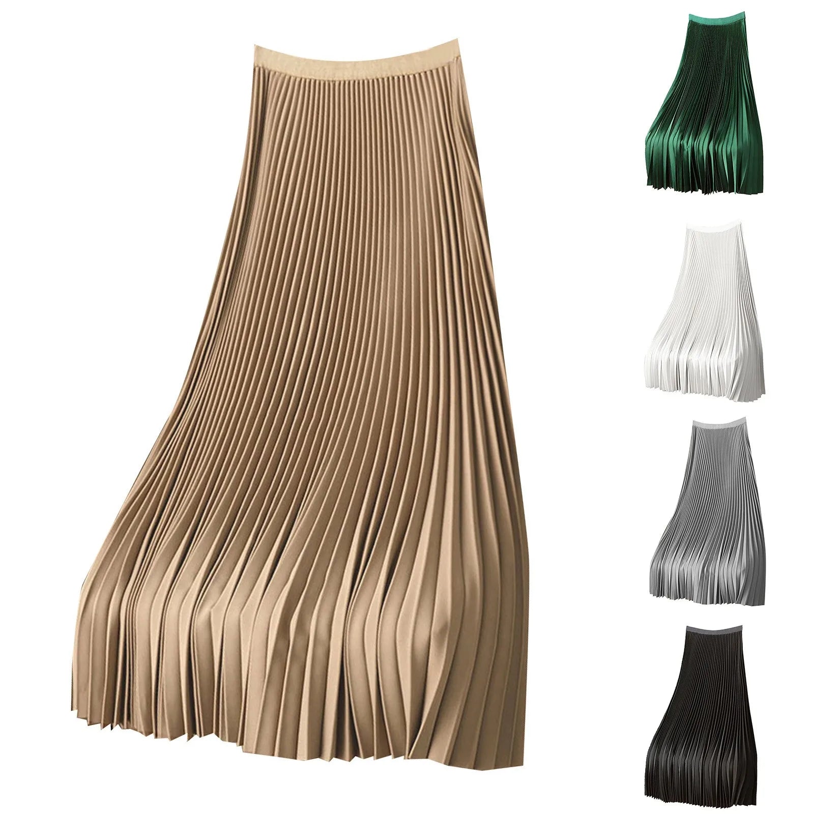 Solid Color Premium Satin Pleated Skirt Versatile Skirt-Dollar Bargains Online Shopping Australia