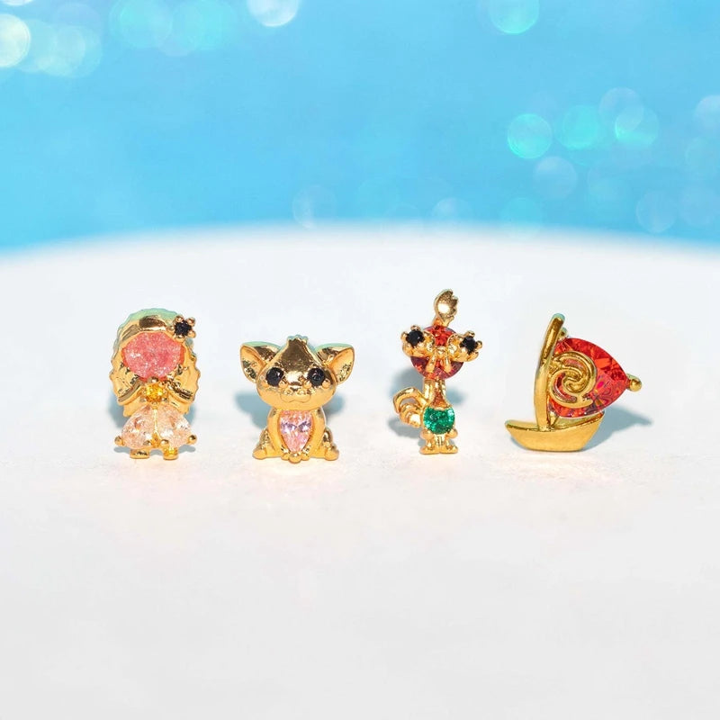 4pcs Fairy Cute Animal Comb Princess Stud Earrings Set Fashion Zircon Crystal Women Girls Gift Jewelry-Dollar Bargains Online Shopping Australia