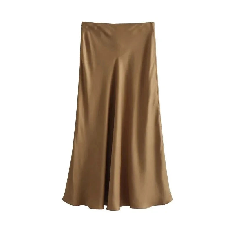 Women's Skirts Basic Satin Skirt High Waist Stylish Long Skirts Midi Chic And Elegan-Dollar Bargains Online Shopping Australia