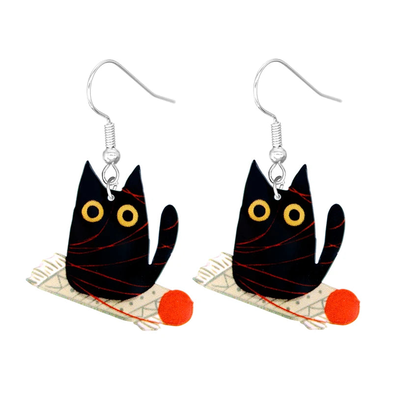 Cute Cat Design Dangle Earrings Acrylic Jewelry Adorable Gift For Women Girls Daily Casual Frog Bee Pig Hamster-Dollar Bargains Online Shopping Australia