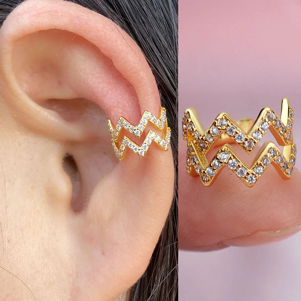 Climber Ear Cuff Ear Clip for Women CZ No Pierced C Shape Geometric-Dollar Bargains Online Shopping Australia