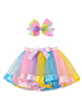 Mini skirt Party With Hairpin Tutu Skirt Baby Girl Skirts Princess Rainbow Tulle Skirts Girls Clothes Children Clothing-Dollar Bargains Online Shopping Australia