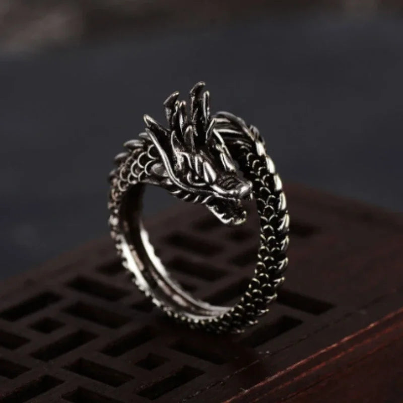 Vintage Dragon Adjustable Rings for Men Retro Gothic Animal Finger Opening Ring Punk Hiphop Party Fashion Jewelry Accessories-Dollar Bargains Online Shopping Australia