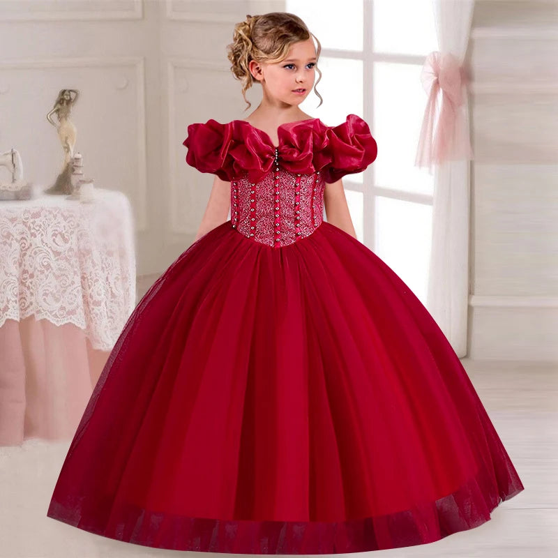 4-14 Year Old Girl Flower Girl Wedding Dress Elegant Celebrity Birthday Party One Shoulder Mesh Dress Christmas Girl Clothing-Dollar Bargains Online Shopping Australia