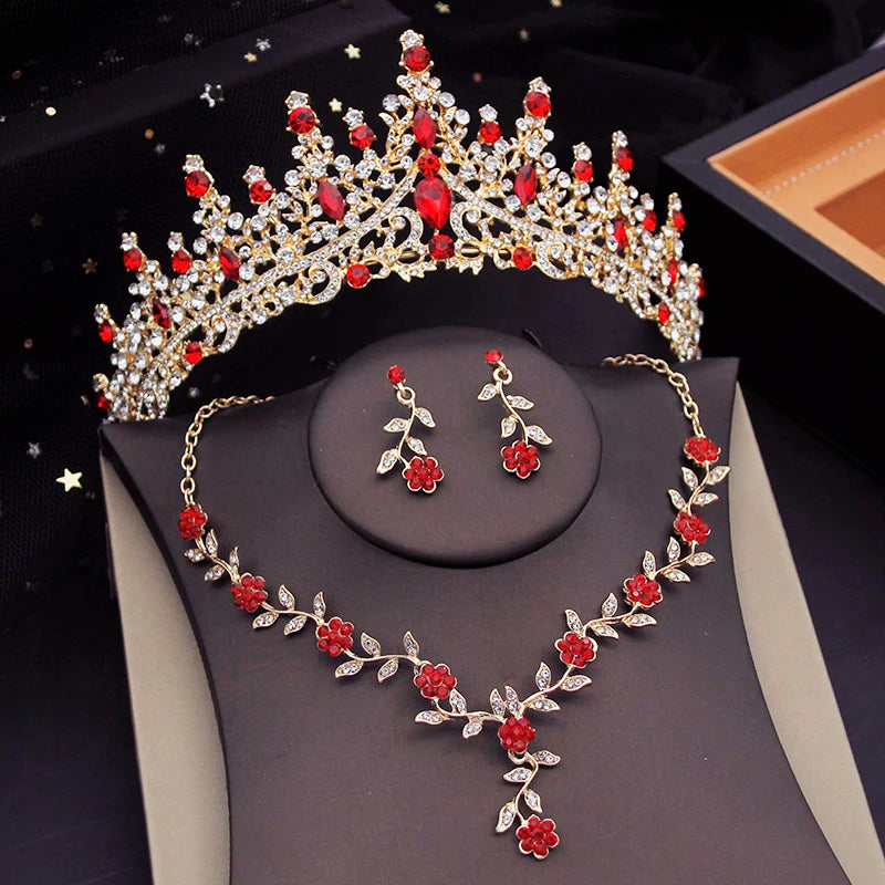 Crystal Tiaras Bridal Jewelry Sets for Women Crown Flower Choker Necklace Sets Wedding Bride Costume Jewelry Set-Dollar Bargains Online Shopping Australia