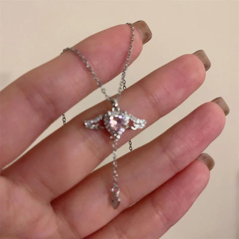 Kpop Y2K Aesthetic Butterfly Pendant Necklace for Women Hip Hop Vintage Double Chain Heart Necklaces Girls Gifts Jewelry-Dollar Bargains Online Shopping Australia