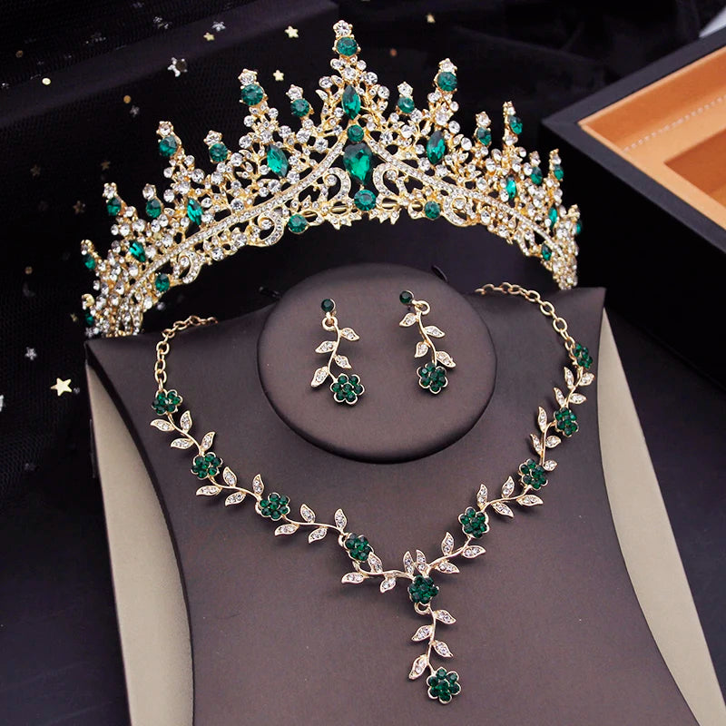 Crystal Tiaras Bridal Jewelry Sets for Women Crown Flower Choker Necklace Sets Wedding Bride Costume Jewelry Set-Dollar Bargains Online Shopping Australia