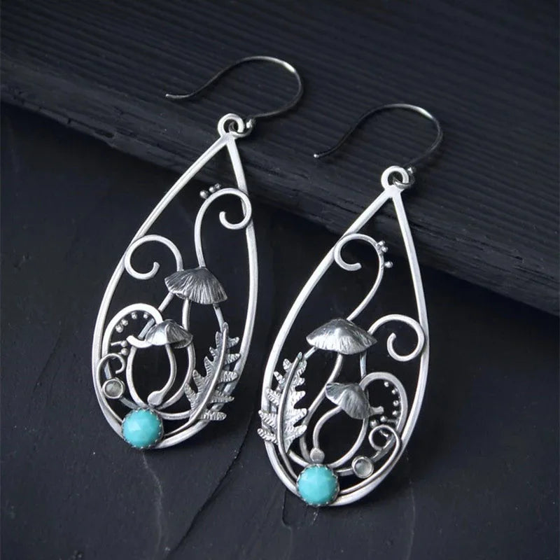 Vintage Bohemian Style Gothic Mushroom Decorative Hoop Earrings Niche Alloy Jewellery Creative Gifts for Women Girls-Dollar Bargains Online Shopping Australia